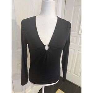 H & M Womens Black Crew Neck Long Sleeve Shirt Medium